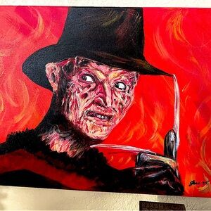 Acrylic 18x24 of Freddy Kougar was completed 2023 by local artist Jose McCurry.